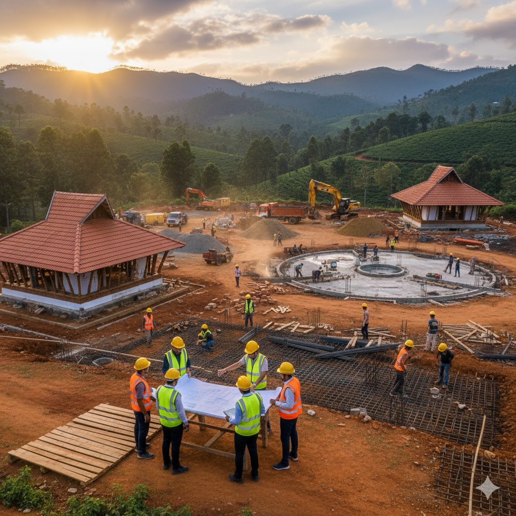 Kodava Heritage Center Suvarna Samuchaya Bhavan construction inspection